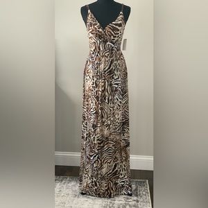 NWT Allison Brittney Animal Print Maxi Dress